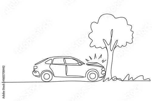 Car crashed into tree sketch