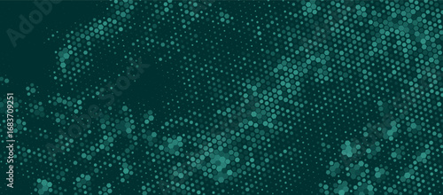 A teal-colored hexagonal dotted pattern on a dark green background, evoking a futuristic, tech-inspired look. Suitable for modern web design, UI, or backgrounds with a sleek, digital edge.
