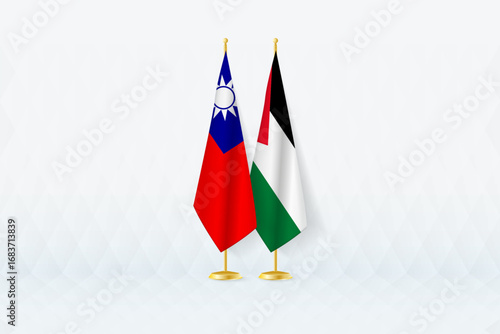Taiwan and Palestine Flags Side by Side, Symbol of International Partnership.