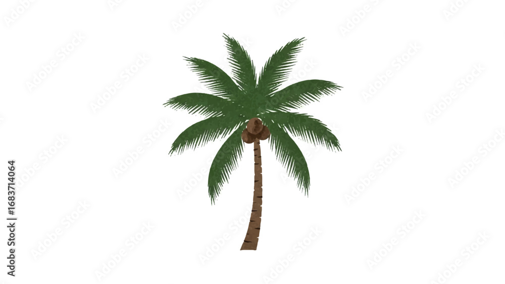 Obraz premium Vibrant coconut illustration with tropical leaves and exotic flowers