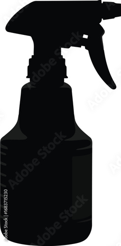 Professional black trigger spray bottle for cleaning disinfection and styling vector
