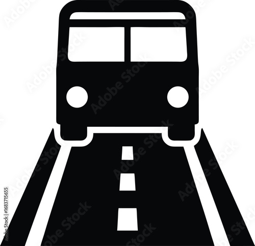 Bus Lane Marking Silhouette Vector Art Illustration