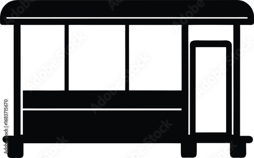 Bus Stop Sign Silhouette Vector Art Illustration
