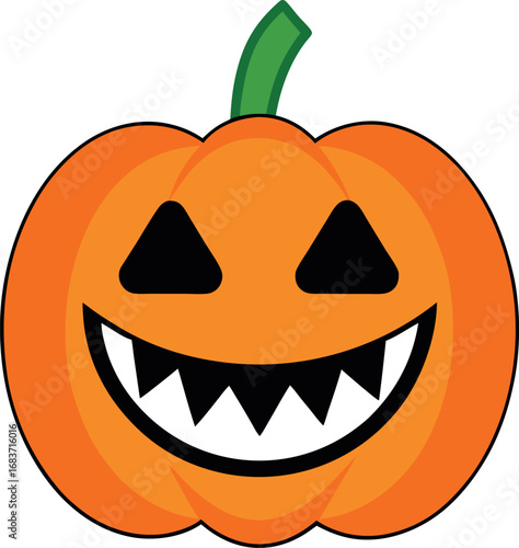 Happy halloween pumpkin jack o lantern with smiling face isolated on white background
