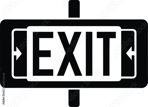 Exit Number Sign Silhouette Vector Art Illustration
