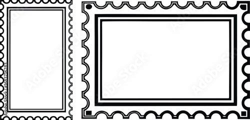 Collection of vintage perforated postage stamp borders for design vector