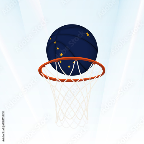 Alaska Flag Basketball Scoring Through Hoop.