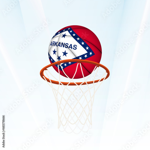 Arkansas Flag Basketball Scoring Through Hoop.