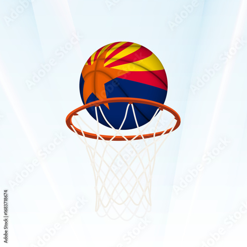 Arizona Flag Basketball Scoring Through Hoop.