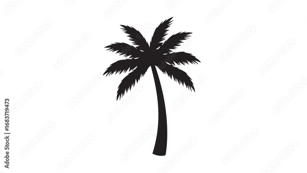 Obraz premium Tropical palm tree silhouette on white background