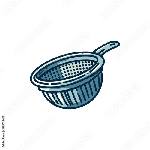 A detailed illustration of a kitchen strainer showcasing its design and functionality