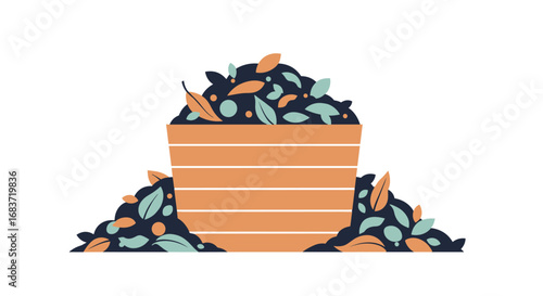 Autumn leaves compost pile gardening yard waste organic material recycling