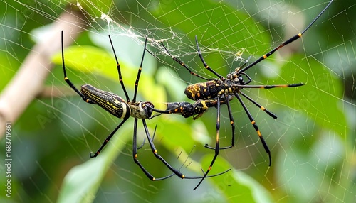 Wallpaper Mural Two spiders on a web, close-up Torontodigital.ca