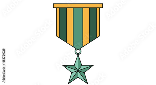An artistic depiction of a military award medal featuring a star emblem and striped ribbon
