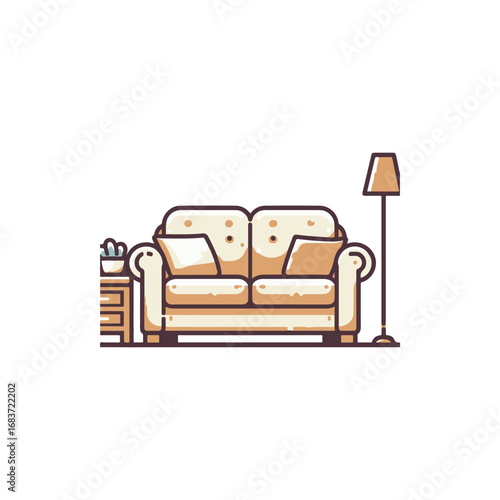 Cozy living room scene featuring a comfortable sofa, side table, and a lamp, creating a warm atmosphere