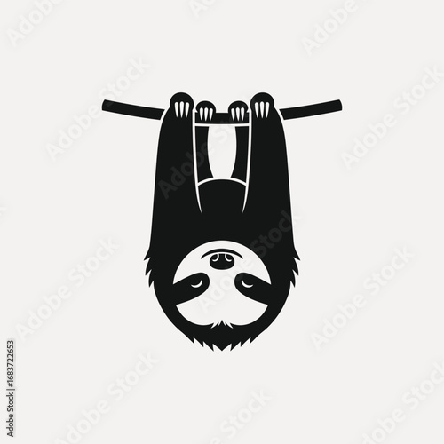 Whimsical Sloth Hanging Upside Down A Charming and Relaxing Creature Illustration