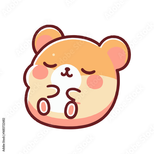 Cute cartoon bear character sleeping peacefully with a soft color palette, ideal for children's illustrations