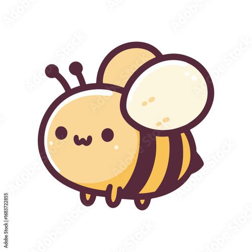 Cute cartoon bee character with a smiling face, illustrated in a playful style, ideal for children's media