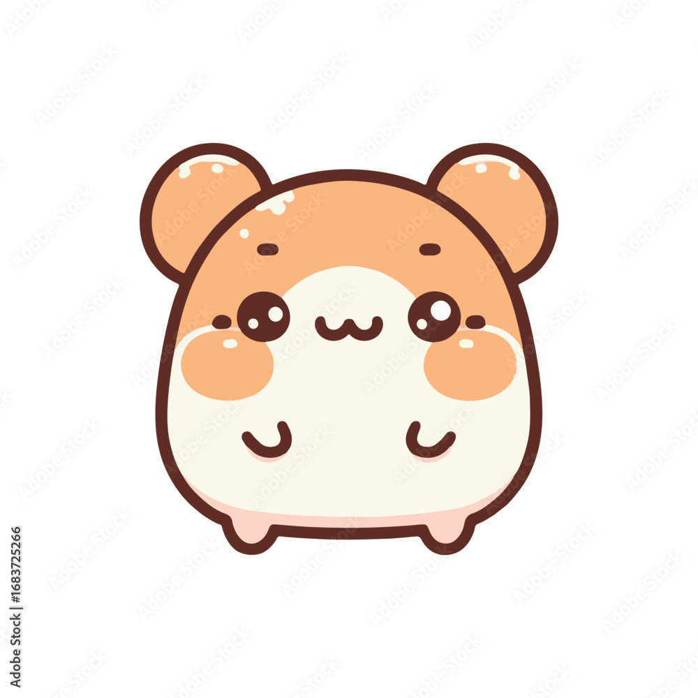 Fototapeta premium Cute cartoon hamster character with rounded features, smiling expression, and simplistic design