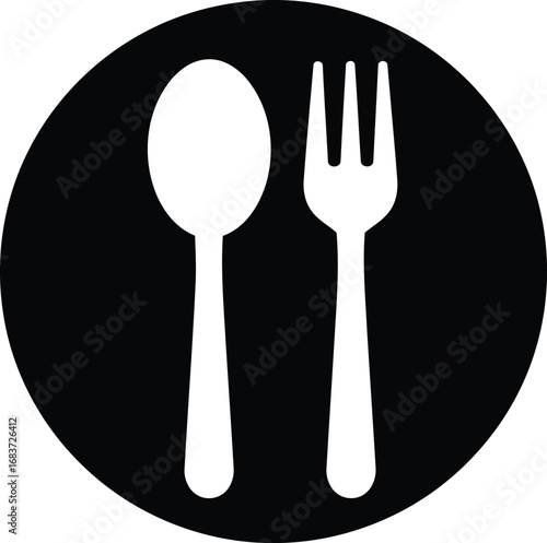 Minimalist silverware icon spoon and fork symbol for restaurants and food services vector