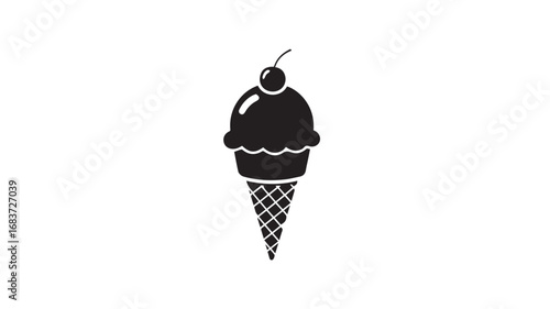 Colorful ice cream cone illustration with swirls and sprinkles