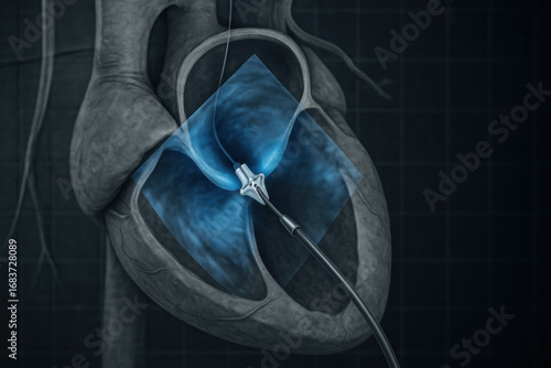 Cardiac Ablation Procedure Illustration - Heart Anatomy and Medical Technology.