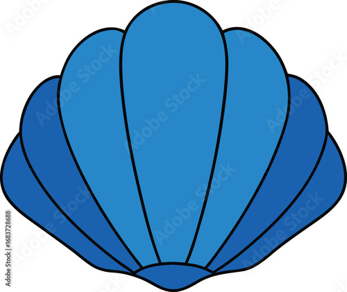 Vibrant blue ridged seashell clam vector illustration scalable eps icon transparent background