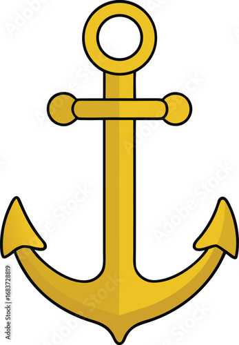 Golden nautical anchor vector symbol nautical maritime icon illustration eps file transparent background