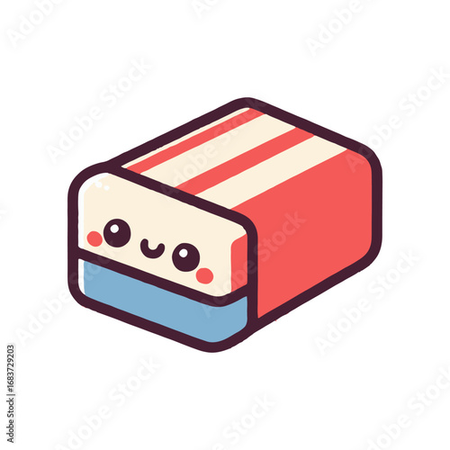 Cute cartoon sushi character with a smiling face, colorful layers, and playful design