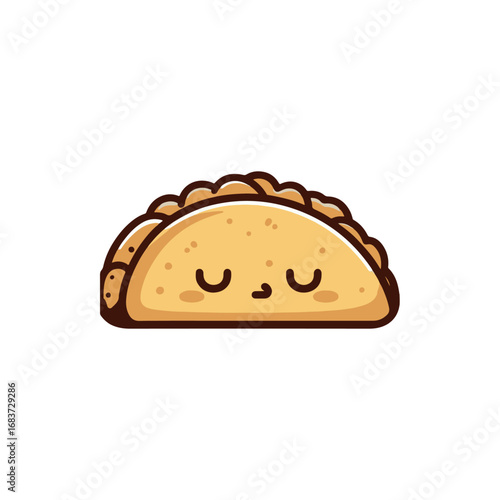 Cute cartoon taco character resting peacefully, with a simple white background ideal for food-related content