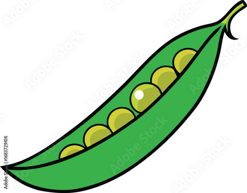 Green pea pod with seeds detailed vector illustration healthy food ingredient scalable eps graphic transparent background
