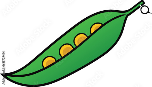 Fresh green pea pod with seeds illustration vector graphic scalable eps transparent background