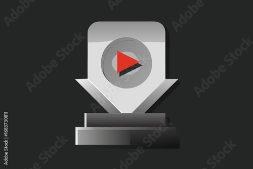 Video download icon with play button on dark background