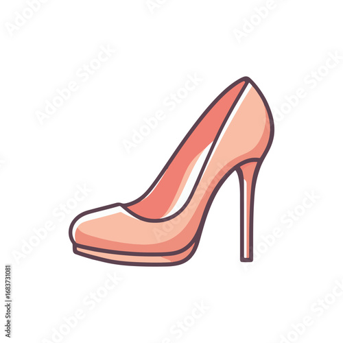 Elegant high-heeled shoe in soft pink color, showcasing fashion design with minimalistic style