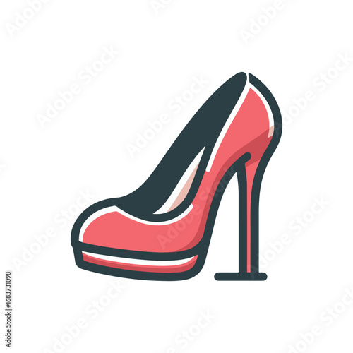 Elegant high-heeled shoe in vibrant pink color, showcasing fashion design and style