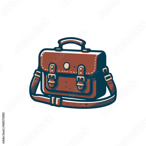 Stylish brown leather satchel bag with shoulder strap on a plain background, ideal for travel