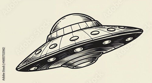 Vintage flying saucer illustration