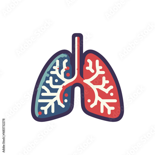 Stylized illustration of human lungs showcasing intricate bronchial structures in vibrant colors