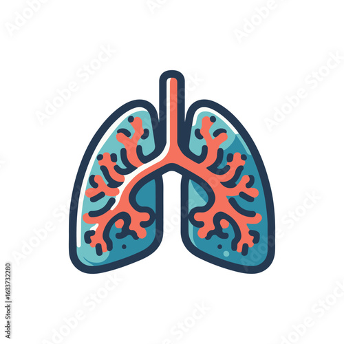 Stylized illustration of human lungs showcasing bronchial structure with vibrant colors
