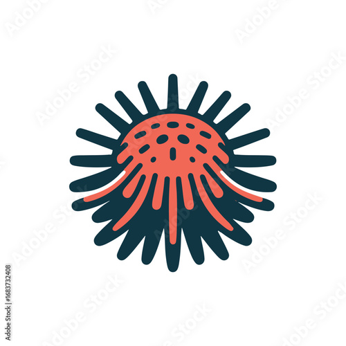 Vibrant abstract illustration of a jellyfish with dynamic tentacles against a white background