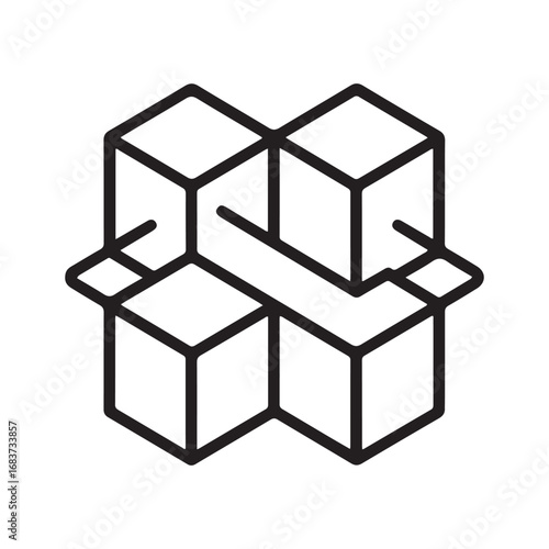 Blockchain technology modern icon. Vector block chain symbol or logo element in thin line style. Vector black silhouette. with white background