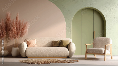 Elegant Living Room Interior Design with Modern Furniture and Decorative Accents a Serene Retreat