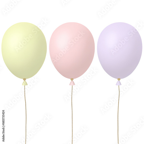 Three pastel-colored balloons on sticks