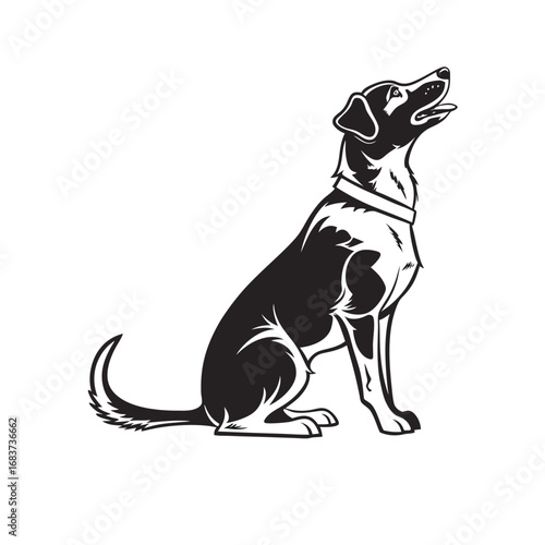 Elegant Canine Silhouette A Vector Illustration of a Loyal Dog Sitting and Looking Up