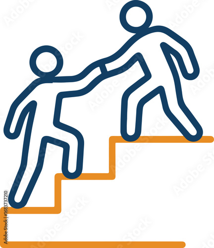Helping hand reaching up helping person climb steps symbolizing support teamwork and success