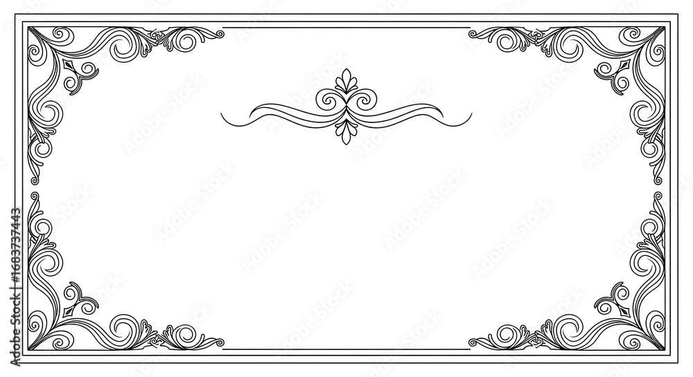 Fototapeta premium Ornate vintage border design isolated on white background