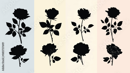 Elegant rose silhouettes on pastel backgrounds create a visually appealing seamless pattern design aesthetic