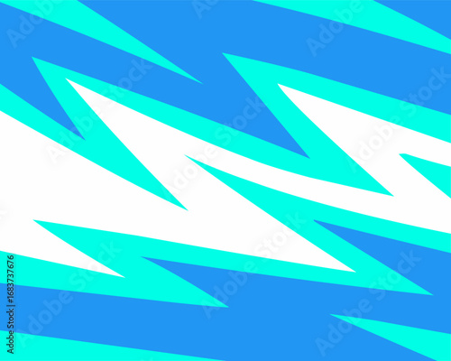 Abstract vector illustration with sharp blue wave design in cartoon style. Dynamic flashy zig zag design perfect for poster, product display, banner, background, sci-fi projects or book cover