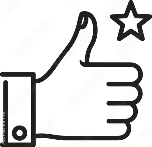 Thumbs up icon with star symbol for positive feedback and approval