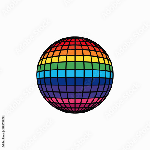 A Retro Disco Ball Reflects Rainbow Colors in a Vibrant Celebration of Diversity and Inclusivity